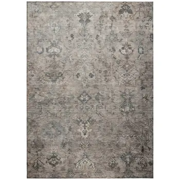 8' X 10' Taupe And Gray Medallion Washable Indoor Outdoor Area Rug