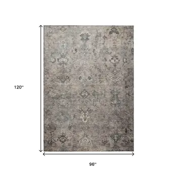 8' X 10' Taupe And Gray Medallion Washable Indoor Outdoor Area Rug