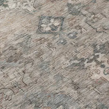 8' X 10' Taupe And Gray Medallion Washable Indoor Outdoor Area Rug