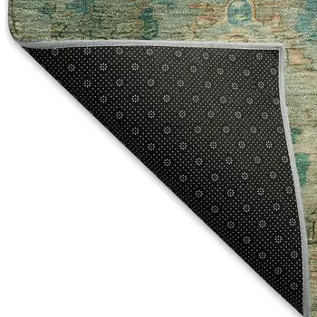 3' X 5' Teal Blue And Beige Medallion Washable Indoor Outdoor Area Rug