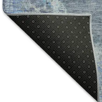 8' Blue And Gray Round Medallion Washable Indoor Outdoor Area Rug