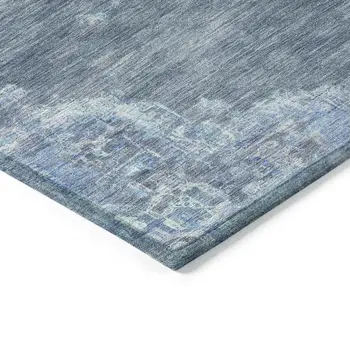 10' X 14' Blue And Gray Medallion Washable Indoor Outdoor Area Rug