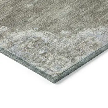 8' Brown Beige And Blue Round Medallion Washable Indoor Outdoor Area Rug