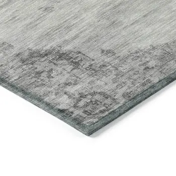 9' X 12' Gray And Silver Medallion Washable Indoor Outdoor Area Rug