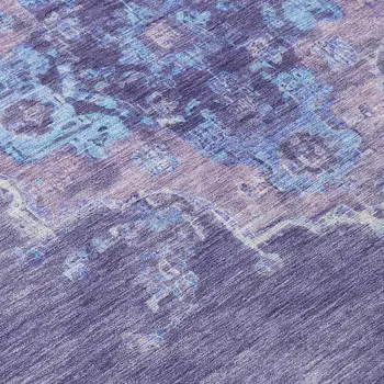 5' X 8' Purple And Blue Medallion Washable Indoor Outdoor Area Rug