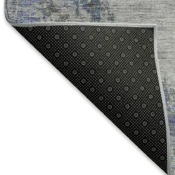 9' X 12' Silver And Blue Medallion Washable Indoor Outdoor Area Rug