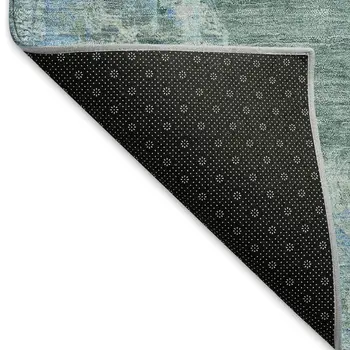 8' Teal Blue And Gray Round Medallion Washable Indoor Outdoor Area Rug