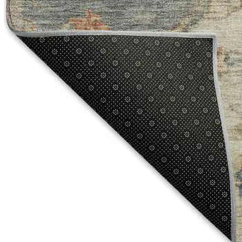 8' Beige And Gray Round Medallion Washable Indoor Outdoor Area Rug