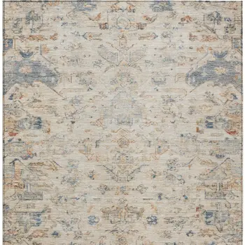 8' X 10' Beige And Gray Medallion Washable Indoor Outdoor Area Rug