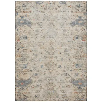 10' X 14' Beige And Gray Medallion Washable Indoor Outdoor Area Rug