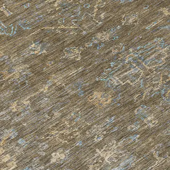 10' X 14' Brown And Blue Medallion Washable Indoor Outdoor Area Rug