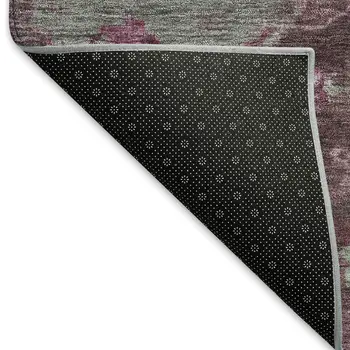 5' X 8' Burgundy And Gray Medallion Washable Indoor Outdoor Area Rug