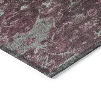 5' X 8' Burgundy And Gray Medallion Washable Indoor Outdoor Area Rug