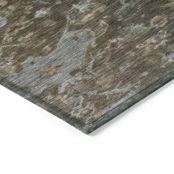 3' X 5' Chocolate And Gray Medallion Washable Indoor Outdoor Area Rug