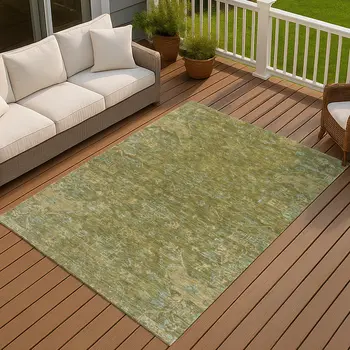 3' X 5' Fern Green And Blue Medallion Washable Indoor Outdoor Area Rug