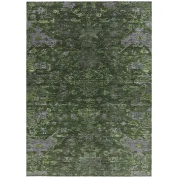 3' X 5' Olive Green And Gray Medallion Washable Indoor Outdoor Area Rug