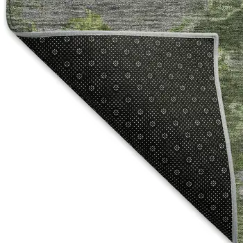 3' X 5' Olive Green And Gray Medallion Washable Indoor Outdoor Area Rug