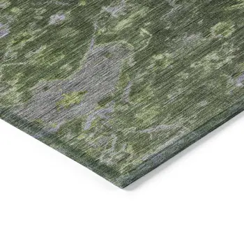 3' X 5' Olive Green And Gray Medallion Washable Indoor Outdoor Area Rug