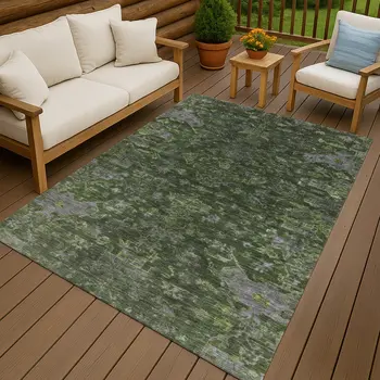 3' X 5' Olive Green And Gray Medallion Washable Indoor Outdoor Area Rug