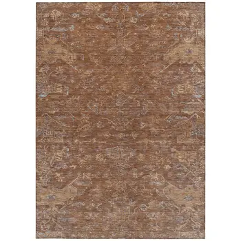 3' X 5' Chili Red And Copper Medallion Washable Indoor Outdoor Area Rug