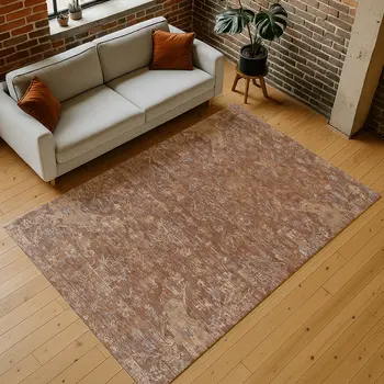 5' X 8' Chili Red And Copper Medallion Washable Indoor Outdoor Area Rug
