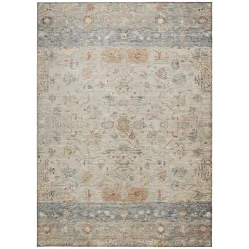 3' X 5' Beige And Gray Tribal Washable Indoor Outdoor Area Rug