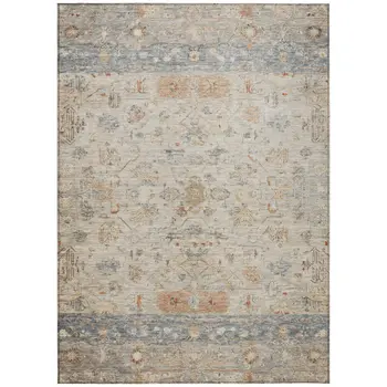 8' X 10' Beige And Gray Tribal Washable Indoor Outdoor Area Rug