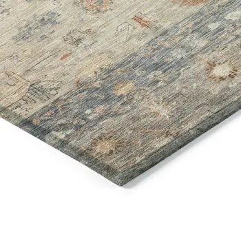 8' X 10' Beige And Gray Tribal Washable Indoor Outdoor Area Rug