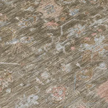 8' Brown And Gray Round Tribal Washable Indoor Outdoor Area Rug