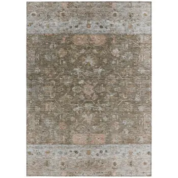 8' X 10' Brown And Gray Tribal Washable Indoor Outdoor Area Rug