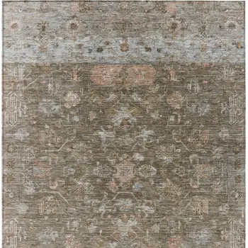 10' X 14' Brown And Gray Tribal Washable Indoor Outdoor Area Rug