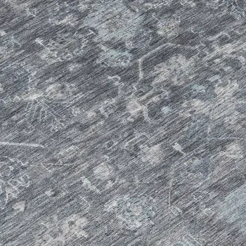 3' X 5' Gray And Silver Tribal Washable Indoor Outdoor Area Rug
