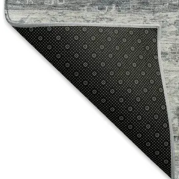 8' Gray And Silver Round Tribal Washable Indoor Outdoor Area Rug