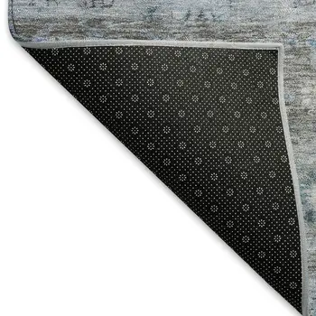 5' X 8' Sky Blue Gray And Ivory Tribal Washable Indoor Outdoor Area Rug