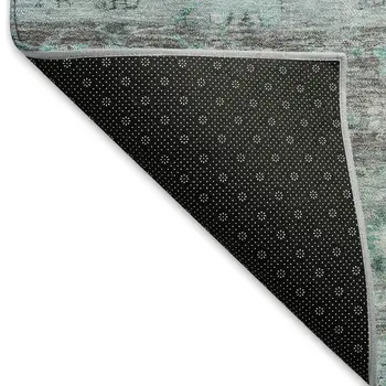 8' Teal Blue Gray And Silver Round Tribal Washable Indoor Outdoor Area Rug