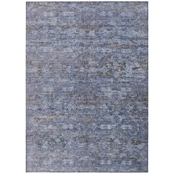 5' X 8' Blue And Brown Ikat Washable Indoor Outdoor Area Rug