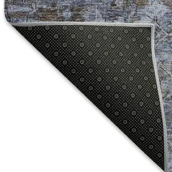5' X 8' Blue And Brown Ikat Washable Indoor Outdoor Area Rug
