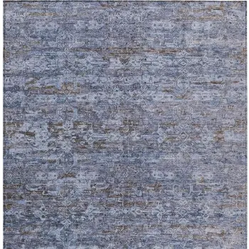5' X 8' Blue And Brown Ikat Washable Indoor Outdoor Area Rug