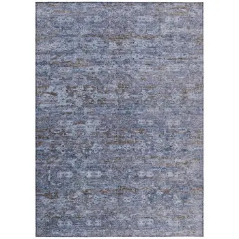 9' X 12' Blue And Brown Ikat Washable Indoor Outdoor Area Rug