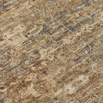 5' X 8' Brown And Beige Ikat Washable Indoor Outdoor Area Rug