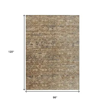 8' X 10' Brown And Beige Ikat Washable Indoor Outdoor Area Rug