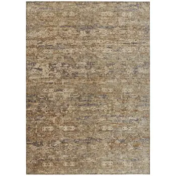 9' X 12' Brown And Beige Ikat Washable Indoor Outdoor Area Rug
