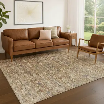 10' X 14' Brown And Beige Ikat Washable Indoor Outdoor Area Rug