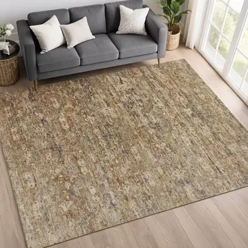 10' X 14' Brown And Beige Ikat Washable Indoor Outdoor Area Rug