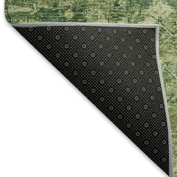 3' X 5' Olive Green And Sage Ikat Washable Indoor Outdoor Area Rug