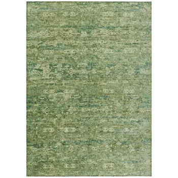 5' X 8' Olive Green And Sage Ikat Washable Indoor Outdoor Area Rug