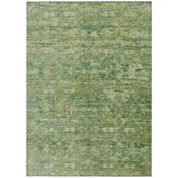9' X 12' Olive Green And Sage Ikat Washable Indoor Outdoor Area Rug