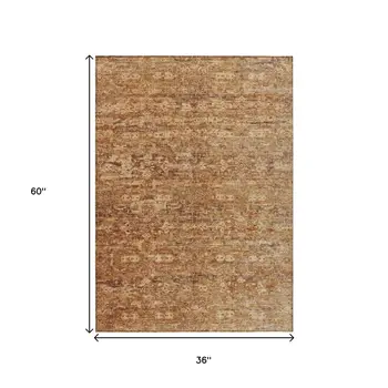 3' X 5' Chili Red And Brown Ikat Washable Indoor Outdoor Area Rug