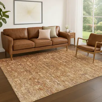 3' X 5' Chili Red And Brown Ikat Washable Indoor Outdoor Area Rug