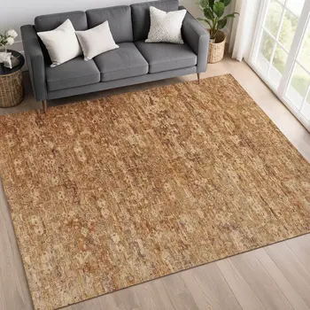 3' X 5' Chili Red And Brown Ikat Washable Indoor Outdoor Area Rug